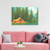 Camping Themed Art | Zelt am See im Wald Leinwanddruck (Insitu (Wohnzimmer))