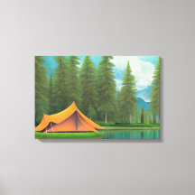 Camping Themed Art | Zelt am See im Wald
