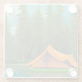 Camping Themed Art | Zelt im Wald am See Glasuntersetzer (Rückseite)