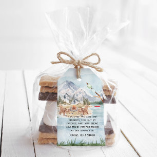 Camping Themed Birthday Party Danke Geschenkanhänger