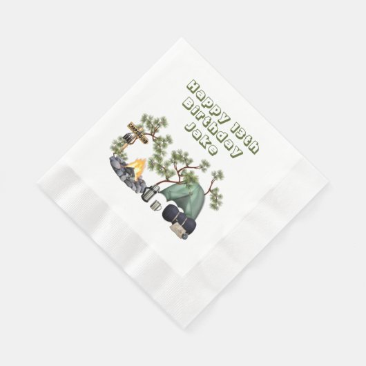 Camping Themed Happy Geburtstag Personalisiert Serviette (Ecke)
