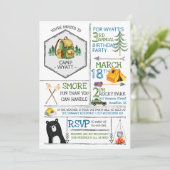 Camping Themed Party - Abzeichen & Icons Einladung (Stehend Vorderseite)