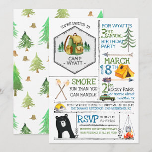 Camping Themed Party - Abzeichen & Icons Einladung