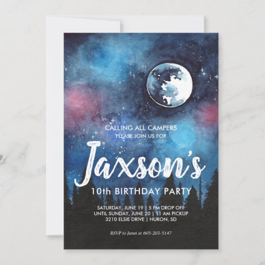Camping Themed Party Einladung (Vorderseite)