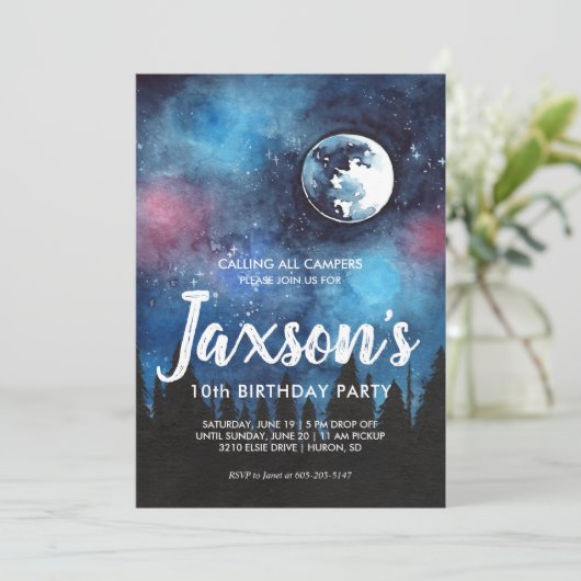 Camping Themed Party Einladung (Stehend Vorderseite)