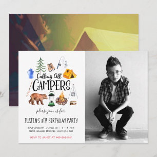 Camping Themed Party Einladung