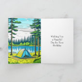 Camping Themed Tent in the Woods Birthday Karte (Innenseite)