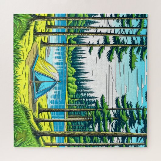 Camping Themed Tent in the Woods Puzzle (Horizontal)