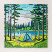 Camping Themed Tent in the Woods Puzzle (Vertikal)