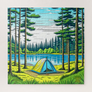 Camping Themed Tent in the Woods Puzzle