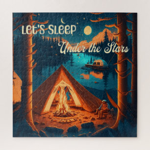 Camping-Themenkunst   Unter den Sternen schlafen Puzzle