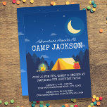 Camping Thementhema Outdoor Adventure Geburtstagsp Einladung<br><div class="desc">Lass die Abenteuer mit diesem Camping themed Birthday Party Einladung beginnen. Geben Sie den Namen,  das Party und die UAWG Ihres Kindes ein. Ideal für jemanden,  der die Natur,  das Camping und das Abenteuer Lieben</div>
