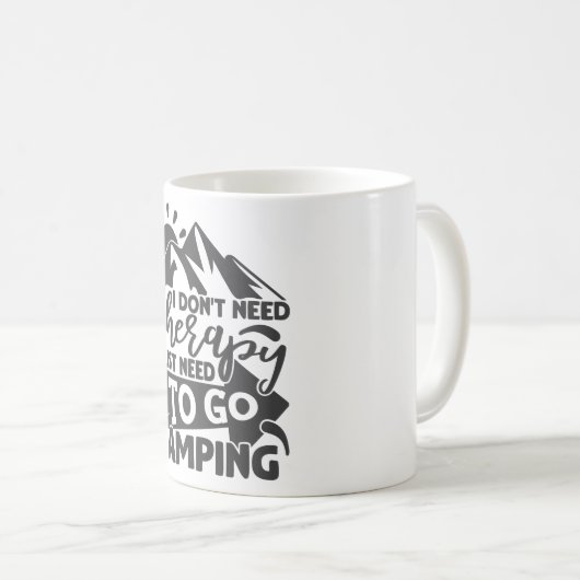 Camping Therapy Funny Camper Quote Typografie Kaffeetasse (VorderseiteRechts)