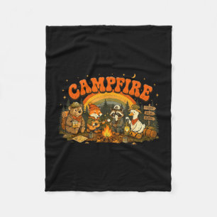 Camping-Tiere Lagerfeuer Camper Abenteuer Outdoor Fleecedecke