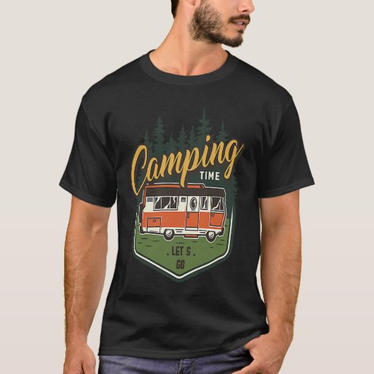 Camping Time Let's Go Forest Green Car Summer T-Shirt (Vorderseite)