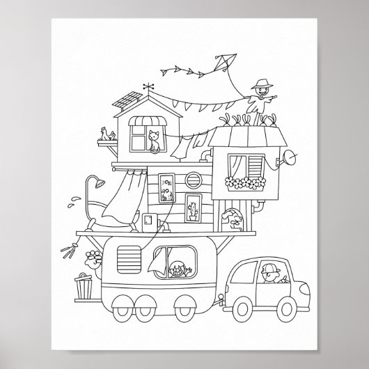 Camping-Trailer-Farbseite Poster (Vorne)