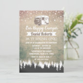 Camping Trailer Happy Camper Rustikaler Geburtstag Einladung (Stehend Vorderseite)