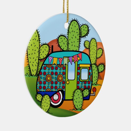 Camping Trailer Keramik Ornament (Rechts)