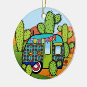 Camping Trailer Keramik Ornament (Links)