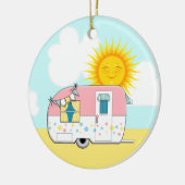 Camping Trailer Keramik Ornament (Links)