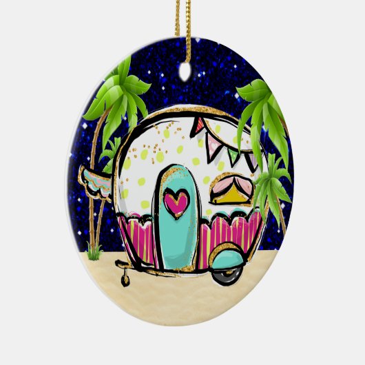 Camping Trailer Keramik Ornament (Rechts)