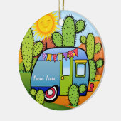 Camping Trailer Keramik Ornament (Links)