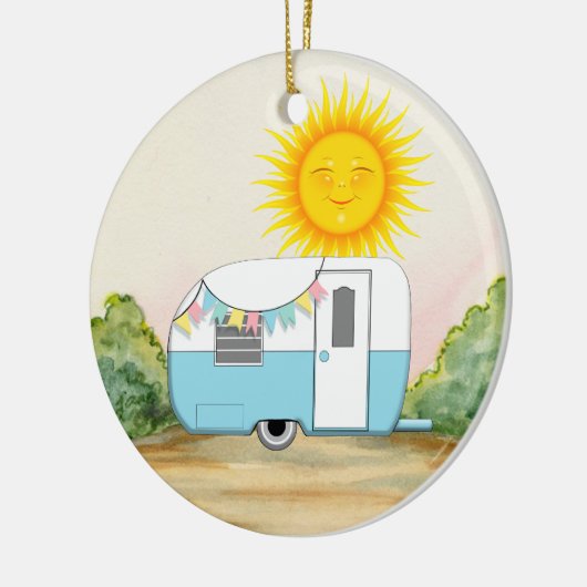 Camping Trailer Keramikornament (Links)