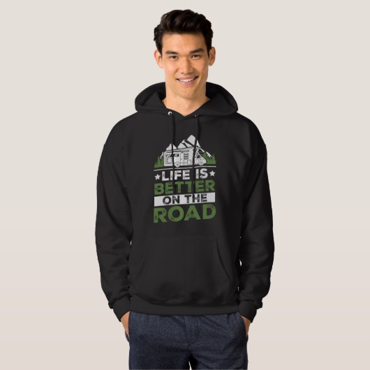 Camping Trailer On The Road Camper Hoodie (Vorne ganz)