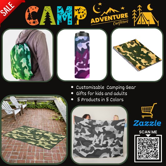 Camping Tumbler | ADD INITIAL Camouflage Kids Teen Thermosbecher