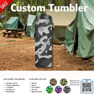 Camping Tumbler ADD INITIAL Camouflage Kids Teen Thermosbecher