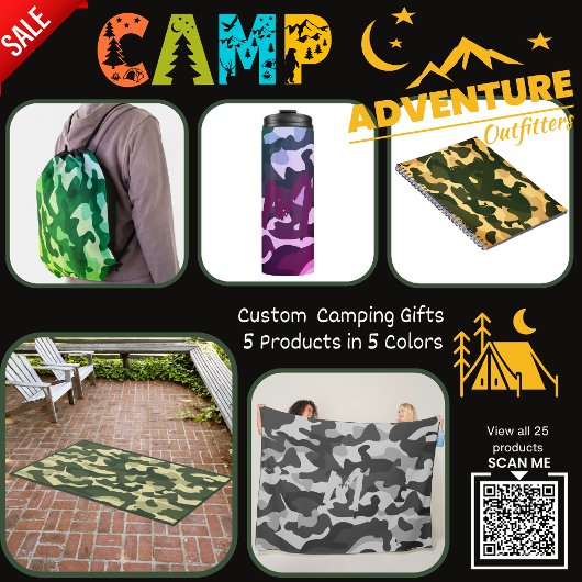 Camping Tumbler | ADD INITIAL Camouflage Kids Teen Thermosbecher