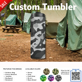 Camping Tumbler | ADD INITIAL Camouflage Kids Teen Thermosbecher