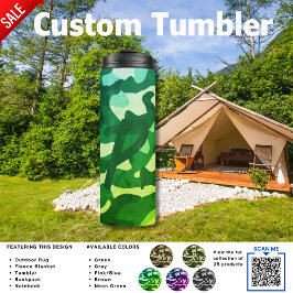 Camping Tumbler | ADD INITIAL Camouflage Kids Teen Thermosbecher