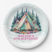 Camping-Übernachtungsparty zum Geburtstag Pappteller (Vorderseite)