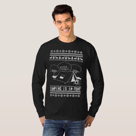 Camping Ugly Christmas Sweater T-Shirt (Vorne ganz)