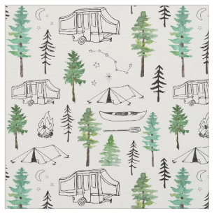 Camping und Bäume Stoff