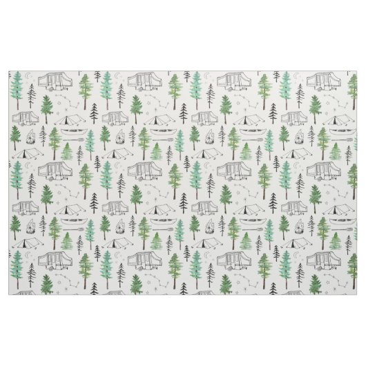 Camping und Bäume Stoff (Fat Quarter (45,7 x 55,9 cm))