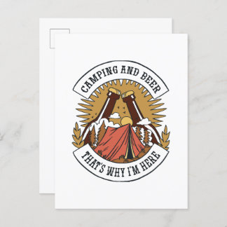 Camping und Bier Einladungspostkarte