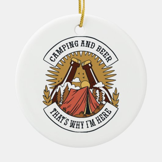 Camping und Bier Keramik Ornament (Vorne)