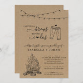 Camping und Brötchen bevor ich Paare Brautparty Einladung (Vorne/Hinten)