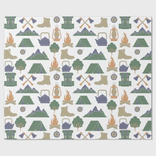 Camping- und Freiluftkampfgeräte Gemustert Geschenkpapier (Flach)