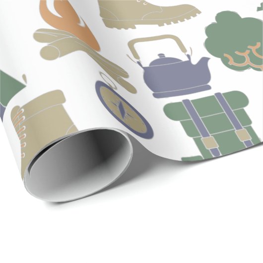 Camping- und Freiluftkampfgeräte Gemustert Geschenkpapier (Rolleneckpunkt)