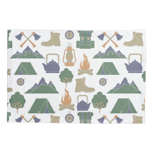 Camping- und Freiluftkampfgeräte Gemustert Kissenbezug (Rückseite)