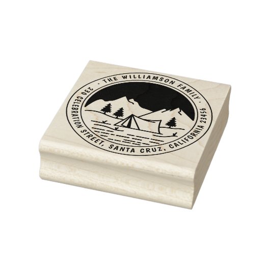 Camping und Pinien Rücksendeadresse Gummistempel (Stempel)