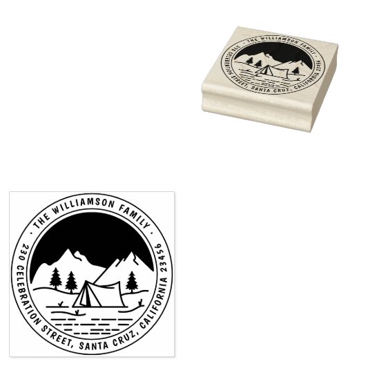 Camping und Pinien Rücksendeadresse Gummistempel (Stempel)