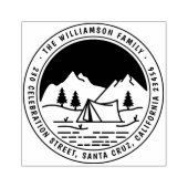 Camping und Pinien Rücksendeadresse Gummistempel (Prägung)