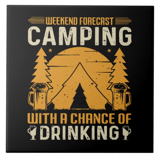 Camping und Trinken Fliese (Vorderseite)