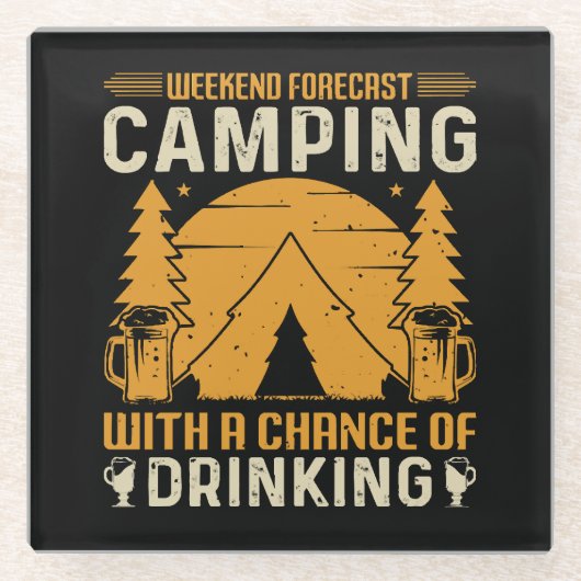 Camping und Trinken Glasuntersetzer (Vorderseite)
