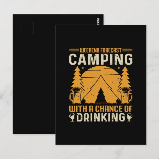 Camping und Trinken Postkarte (Vorne/Hinten)