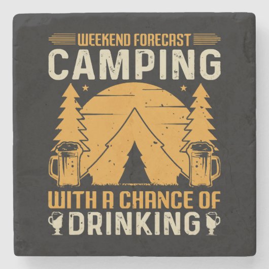 Camping und Trinken Steinuntersetzer (Vorderseite)